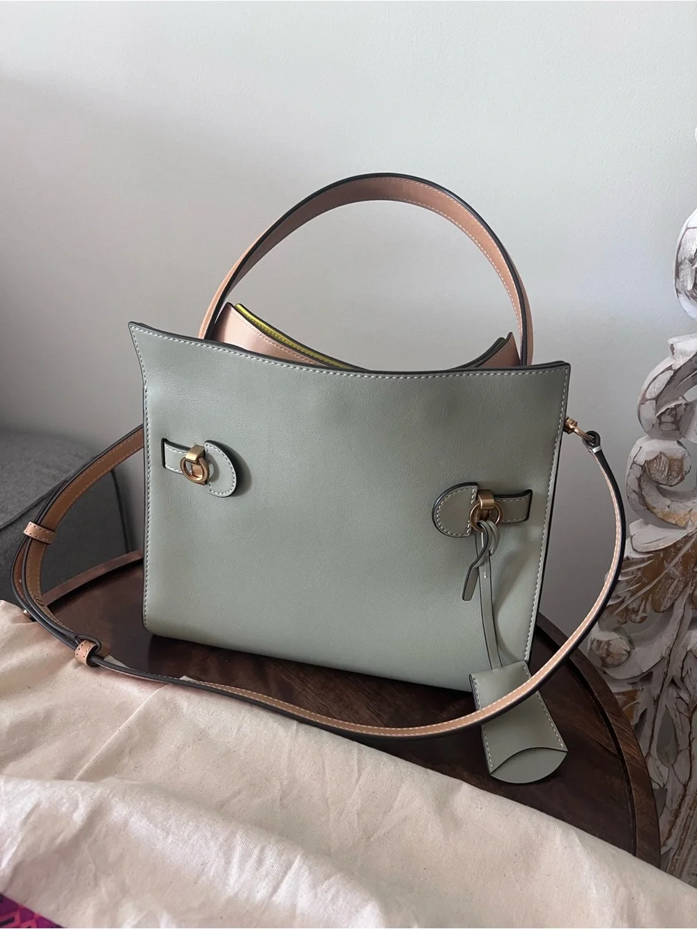 Tory Burch small Lee Radziwell Sage Green Leather Double Bag - Picture 4 of 5